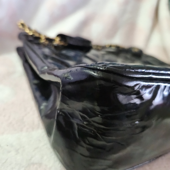 COA Vintage Black Quilted Patent Leather Chanel Tote. - Picture 12 of 16